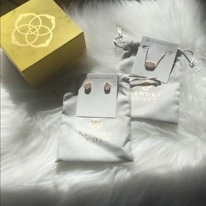 Kendra Scott Necklace and Earrings Set light pink